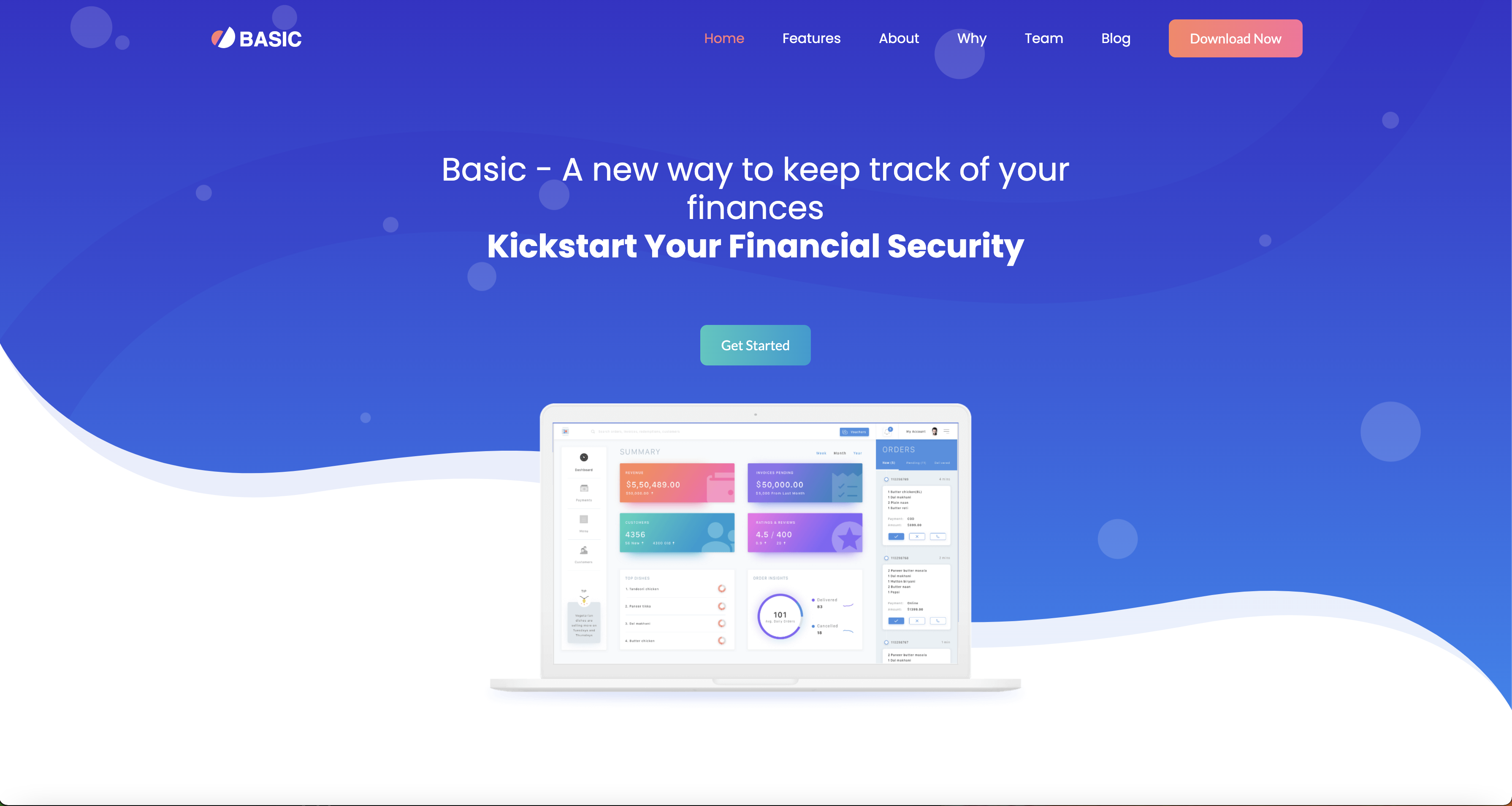 finance landing page